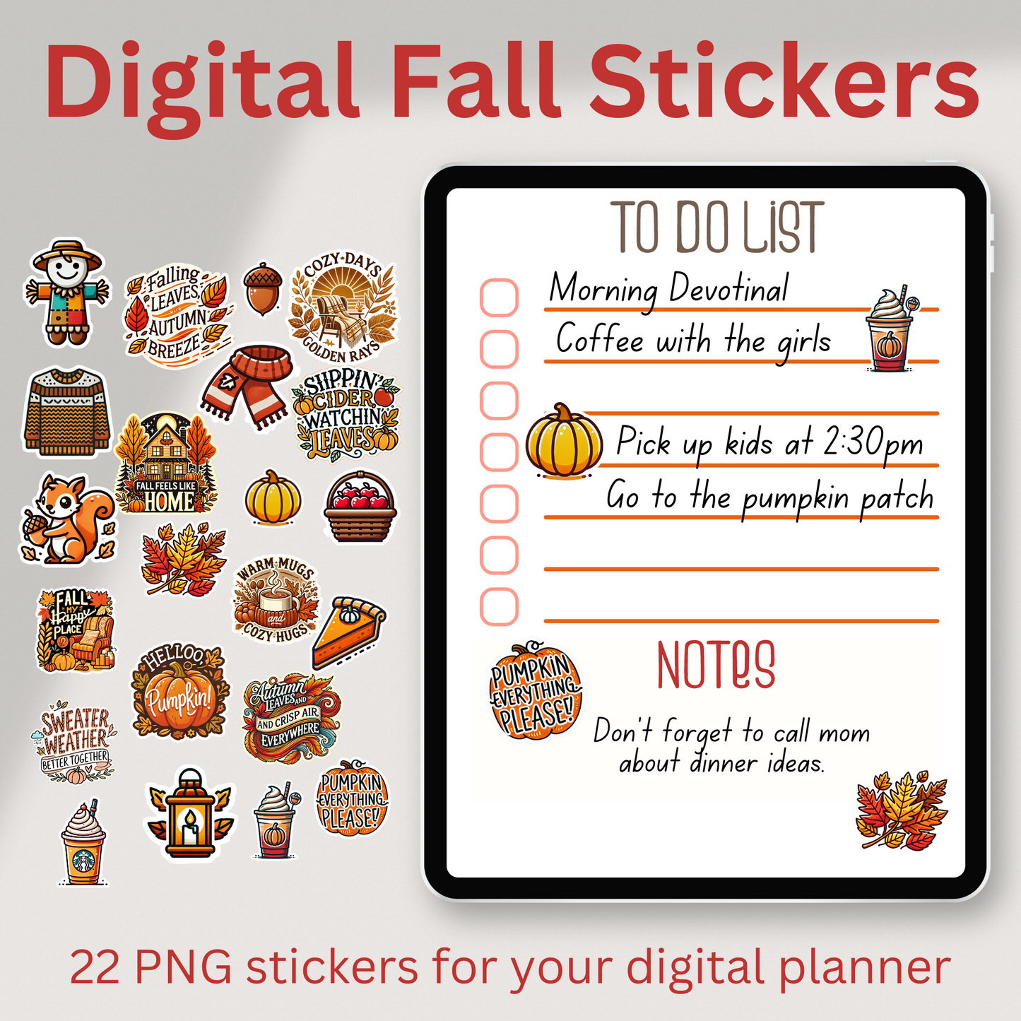 Digital Fall Stickers for Digital Planners