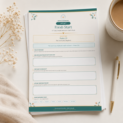 Fresh Start Bible Reading Worksheet